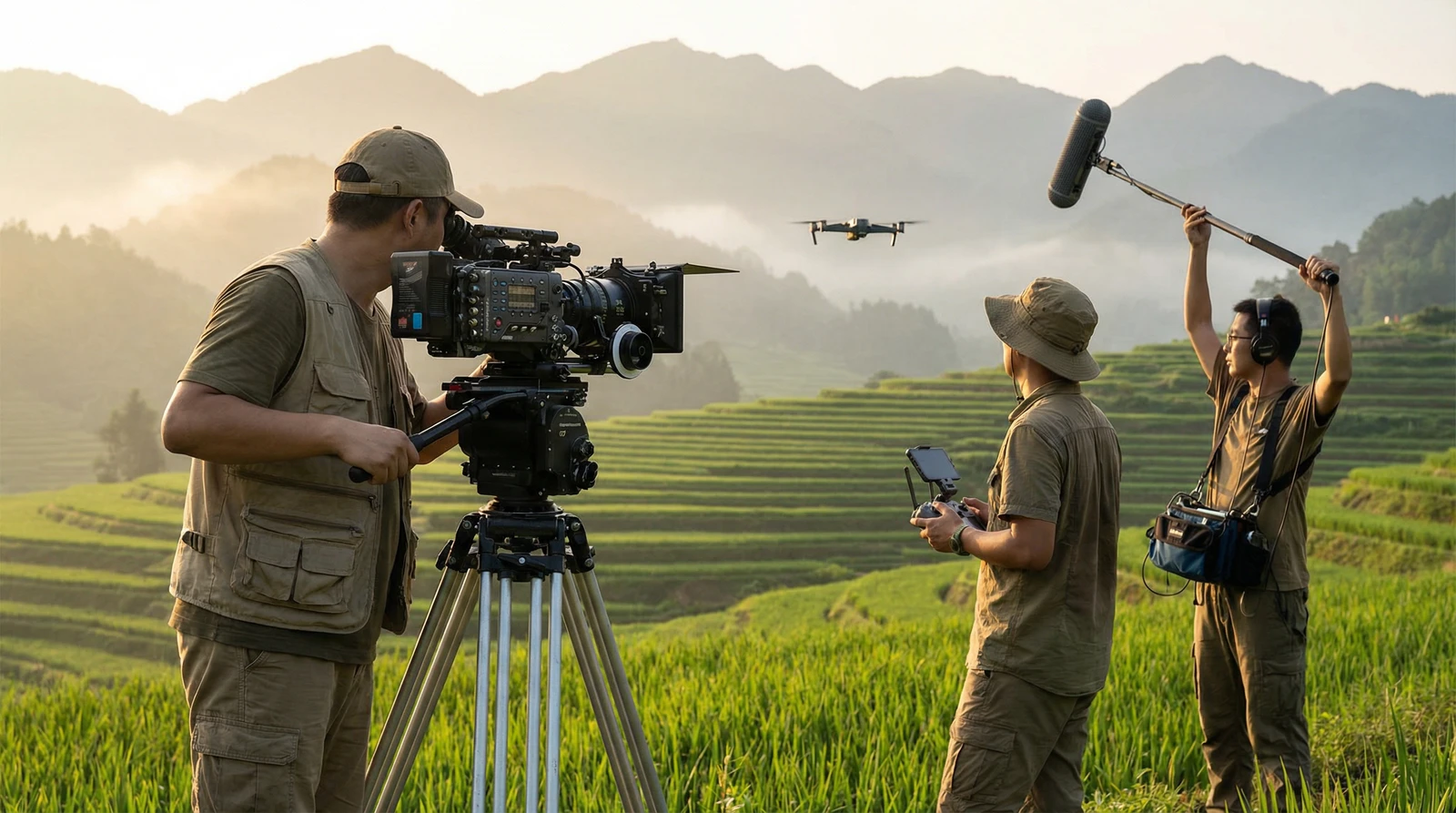 麻豆传媒海角社区栏目云南梯田纪录片拍摄团队