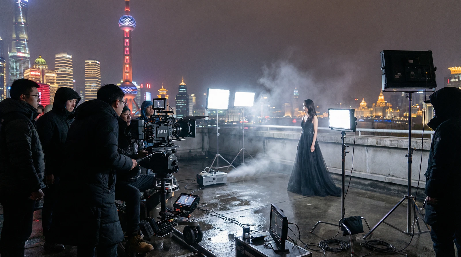 麻豆传媒上海外滩夜景拍摄现场实况