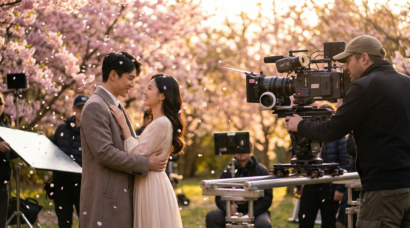 麻豆传媒萝莉岛栏目樱花园浪漫场景拍摄花絮